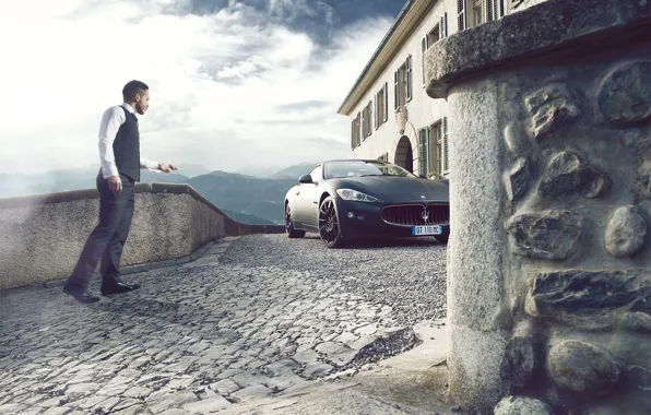 Picture Maserati, GranTurismo, Black, Supercars, Man, People, Photoshot
