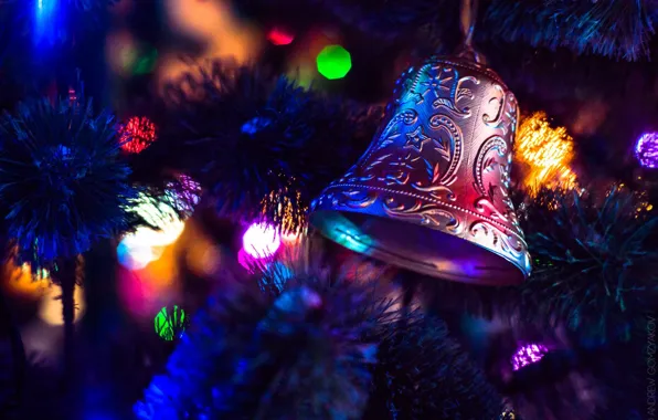 Picture winter, lights, lights, new year, Christmas, christmas, new year, winter, bell, bell