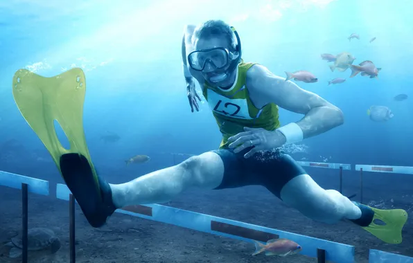Picture sport, underwater, jump, humor, athlete, aquatic