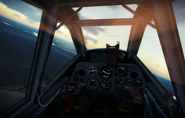 Picture dawn, Germany, Messerschmitt, G-2, War Thunder, cockpit, cockpit, 109, trop