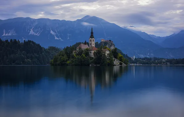 Picture lake, island, Church, Slovenia, Slovenia, Bled