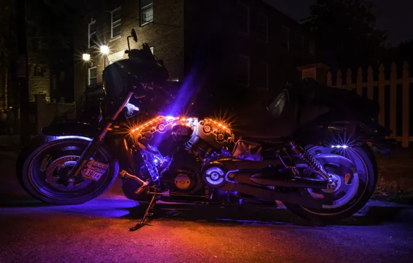 Picture style, backlight, motorcycle, bike, Harley-Davidson