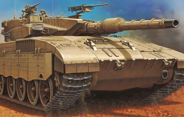 Picture war, art, painting, tank, MERKAVA MK.III