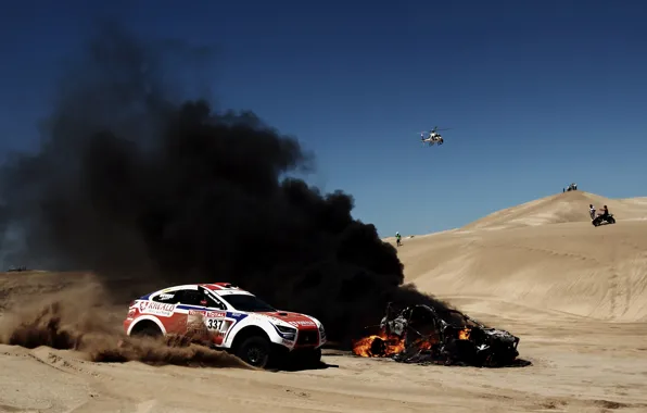 Picture Sand, Auto, Smoke, Fire, Sport, Desert, Machine, Helicopter, Race, Day, Mitsubishi, Flame, Heat, Rally, Dakar, …