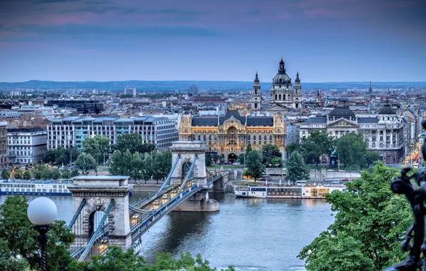 Picture nature, the city, river, architecture, Hungary, Budapest, The Danube, Budapest, Széchenyi chain bridge, Hungary, Széchenyi …