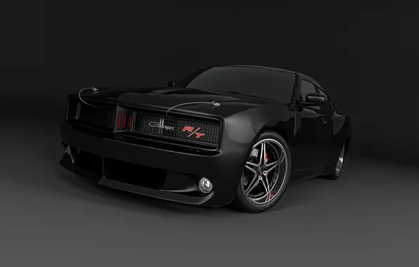 Picture black, muscle, Dodge Charger