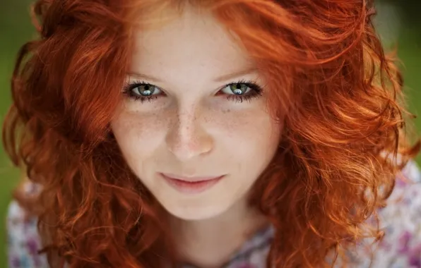 Picture look, girl, smile, hair, freckles, red