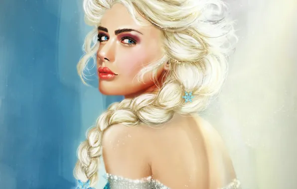 Picture girl, art, frozen, Elsa