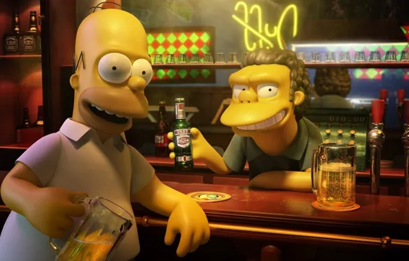 Picture The simpsons, Homer, Beer, Bar, simpsons