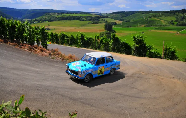 Picture Auto, Blue, Sport, Rally, Rally, The view from the top, Trabant, Smack