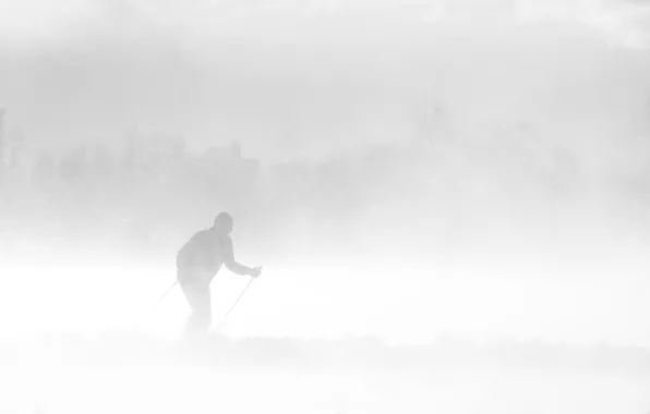 Picture winter, fog, people