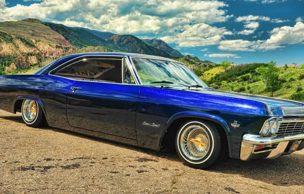 Picture Chevrolet, Chevrolet, blue, Blue, Impala, Impala, Lowrider, Super sport, '1965, low rider