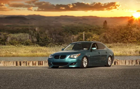 Picture green, bmw, tuning, e60, stance, 528i