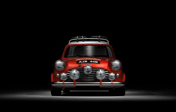 Picture red, Mini Cooper, front view