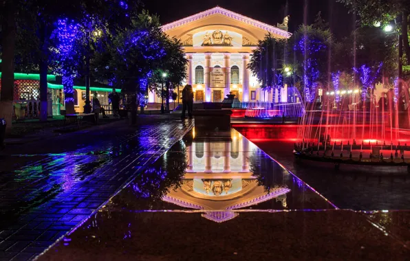 Picture the city, fountain, Russia, Russia, Theatre square, Kaluga, Kaluga, The Kaluga regional drama theatre