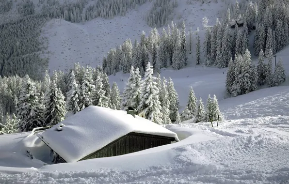 Picture house, winter, snow