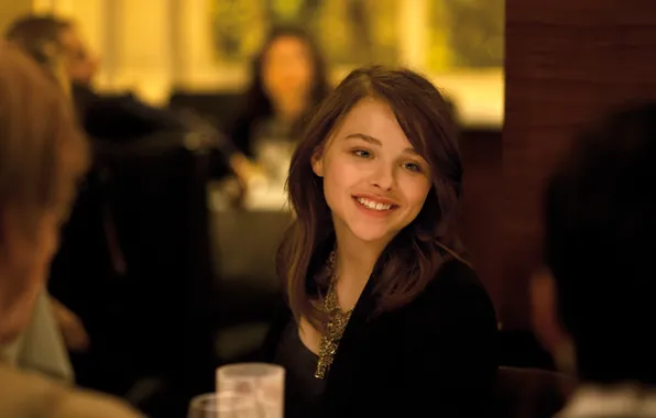 Picture girl, smile, Grace, brown hair, bokeh, Chloë, Moretz, Clouds of Sils Maria