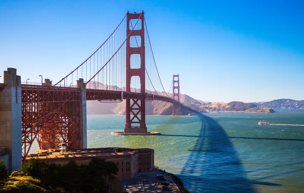 Picture the sky, mountains, bridge, Bay, San Francisco, Golden Gate