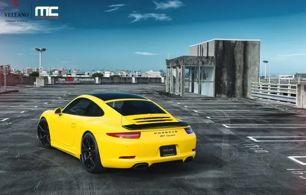 Picture Porsche, yellow, 991 Carrera
