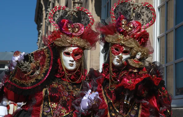 Picture mask, pair, costume, Venice, carnival, exotic