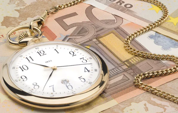 Picture watch, Euro, chain, Money, time is money