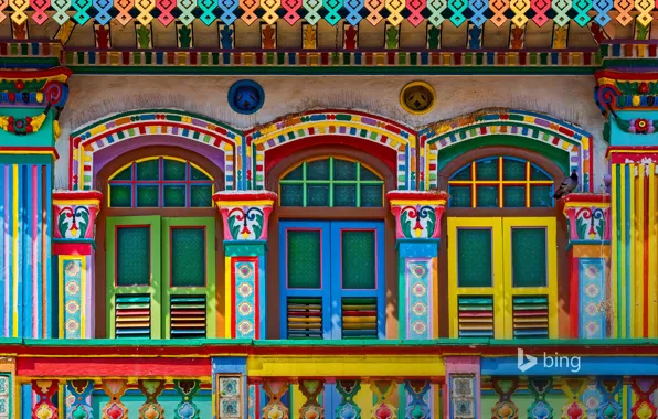 Picture paint, the building, window, Singapore, shutters, facade, Little India