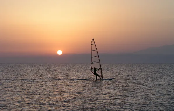 Picture sea, sunset, windsurfing, Cabo de Gata