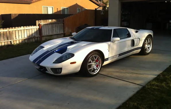Picture Ford, Blue, White, garage, Stripes, gt
