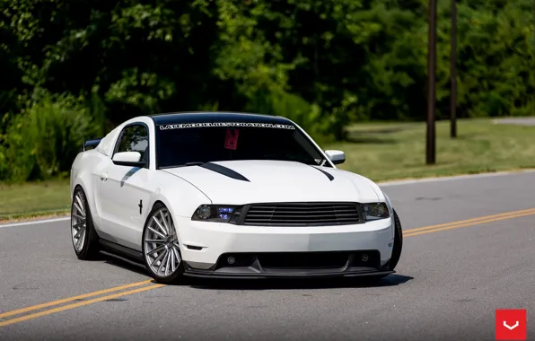 Picture mustang, white, ford, vossen