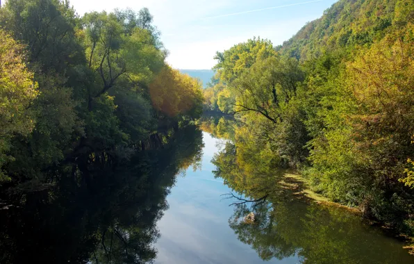 Picture summer, river, Northern Bulgaria, Yantra, a tributary of the Danube