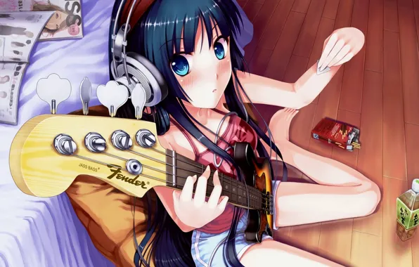Picture look, girl, music, mood, guitar