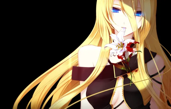 Picture flower, girl, blood, Lily, vocaloid, kagamine rin