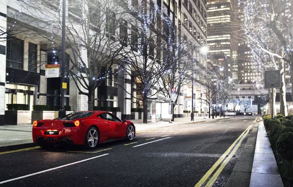 Picture red, street, London, Ferrari, red, sports car, Ferrari, 458, Italia