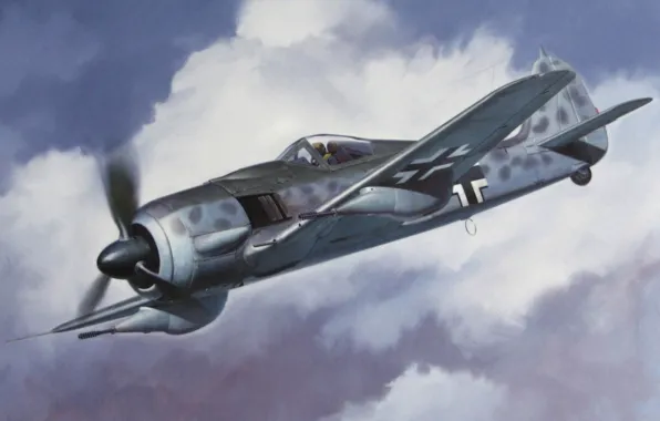 Picture war, art, painting, aviation, ww2, Focke-Wulf, tank buster, Fw190F-8