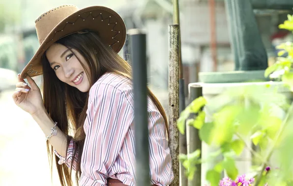 Picture girl, smile, hat, Maggie Chow