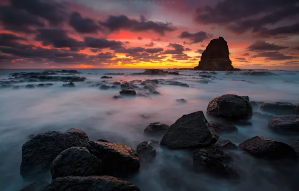 Picture clouds, sunset, rocks, Victoria, Australia, sunset, clouds, rocks, Australia, Victoria, Cape Schanck