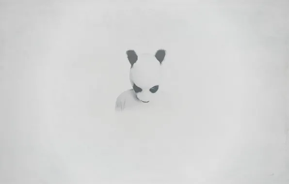 Picture look, void, background, animal, body, people, skull, minimalism, texture, head, art, cigarette, Panda, white background