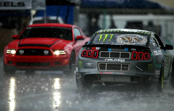 Picture Mustang, Ford, Rain, Mustang, Lights, RTR, Rain, Monster Energy, Tuning, Team, RTR, LightsФорд, Monster