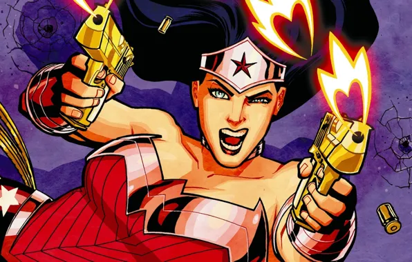 Picture fire, guns, fire, guns, gold, Wonder Woman, pistols, comics, gold, art, DC comics, wonder woman, …