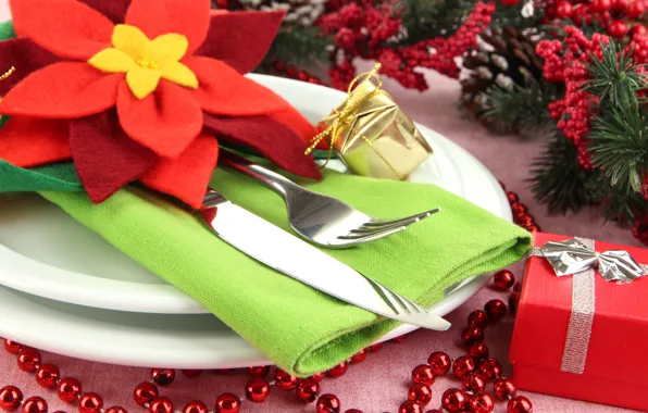 Picture table, Christmas, serving, Cutlery