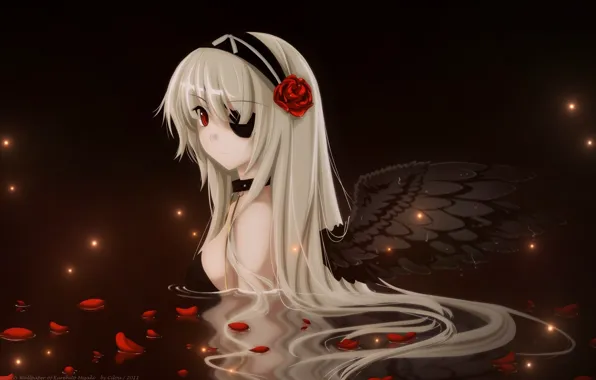 Picture Gothic, rose, wings, dress, Angel, the demon, black, blonde, headband, I love it, one-eyed