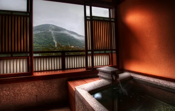 Picture Japan, mountain, bathroom, the view from the window