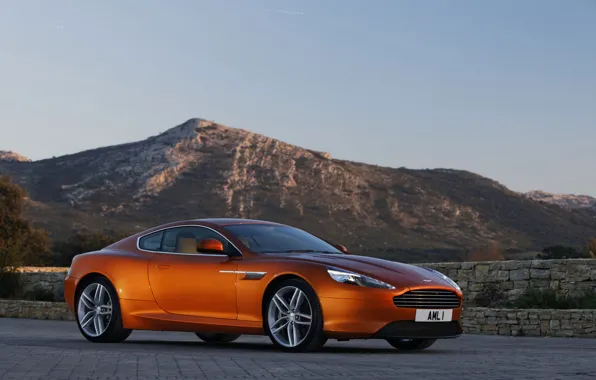 Picture the sky, landscape, mountains, Aston Martin, coupe, Virage
