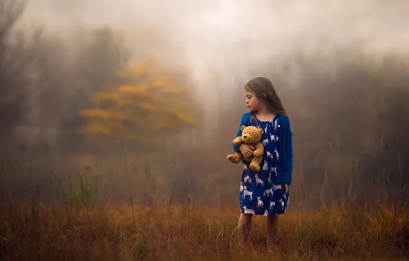 Picture autumn, nature, toy, girl