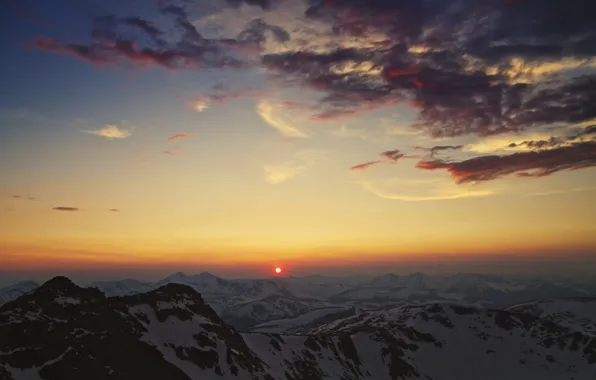 Picture the sky, the sun, clouds, sunset, The Mountains Of The Cordillera