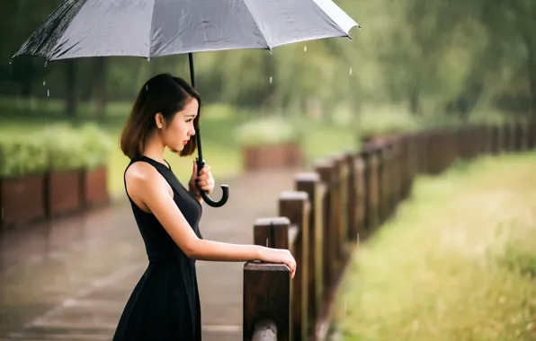 Picture girl, rain, umbrella, rain-color