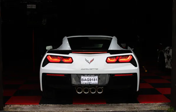 Picture Corvette, Chevrolet, Car, White, Back, Stingray, Garage