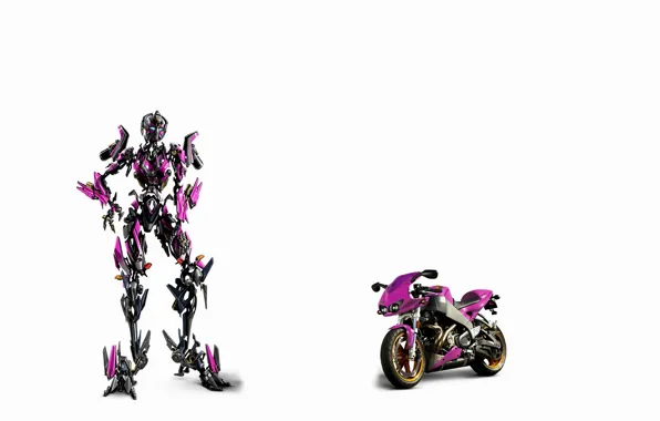 Picture white, background, fiction, transformer, motorcycle