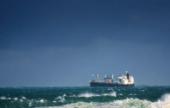 Picture waves, storm, ship, tanker, troubled sea
