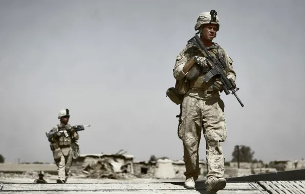 Picture USA, USA, Iraq, Iraq, intelligence, Marines, Marines, M4A1, desert morpat, Modular Tactical Vest